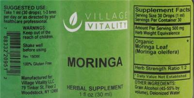 Photo of the Village Vitality Moringa label