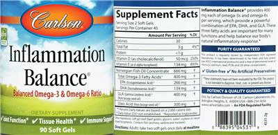 Photo of the Carlson Inflammation Balance label