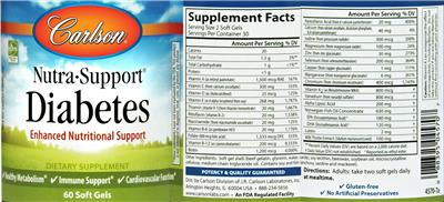 Photo of the Carlson Nutra-Support Diabetes label