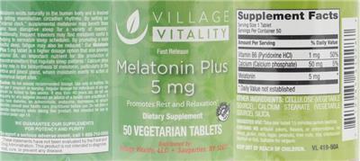 Melatonin Plus 5 mg - Village Vitality | Suppleroo