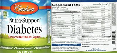 Photo of the Carlson Nutra-Support Diabetes label