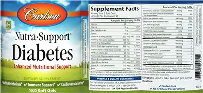 Photo of the Carlson Nutra-Support Diabetes label