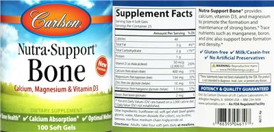 Photo of the Carlson Nutra-Support Bone label