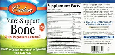 Photo of the Carlson Nutra-Support Bone label
