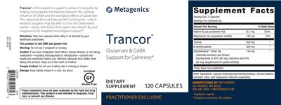 Photo of the Metagenics Trancor label