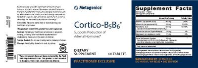 Photo of the Metagenics Cortico-B5B6 label