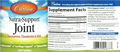 Photo of the Carlson Nutra-Support Joint label