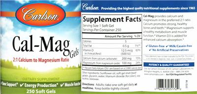 Photo of the Carlson Cal-Mag Gels label