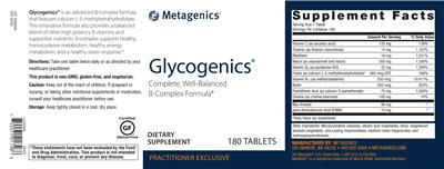 Photo of the Metagenics Glycogenics label