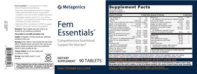 Photo of the Metagenics Fem Essentials label