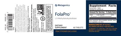 Photo of the Metagenics FolaPro label