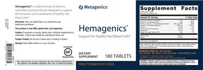 Photo of the Metagenics Hemagenics label