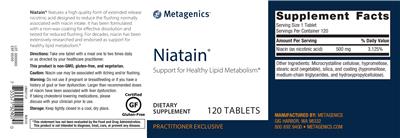 Photo of the Metagenics Niatain label