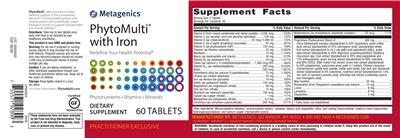 Photo of the Metagenics PhytoMulti with Iron Tablets label