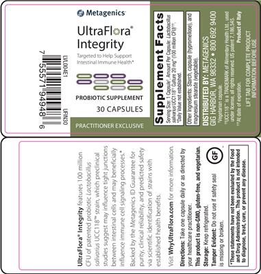 Photo of the Metagenics UltraFlora Integrity label