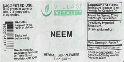 Photo of the Village Vitality Neem label