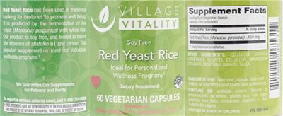 Photo of the Village Vitality Red Yeast Rice label