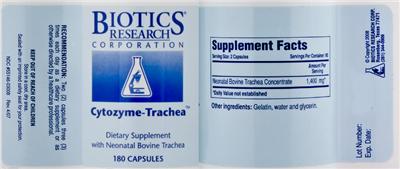 Photo of the Biotics Research Corporation Cytozyme-Trachea label