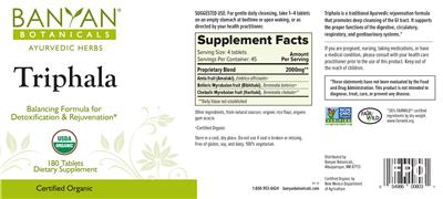 Photo of the Banyan Botanicals Triphala label