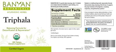 Photo of the Banyan Botanicals Triphala label
