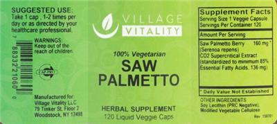 Photo of the Village Vitality Saw Palmetto label
