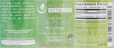 Photo of the Village Vitality Selenium 100 mcg label