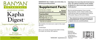 Photo of the Banyan Botanicals Kapha Digest label