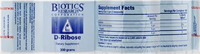 Photo of the Biotics Research Corporation D-Ribose label