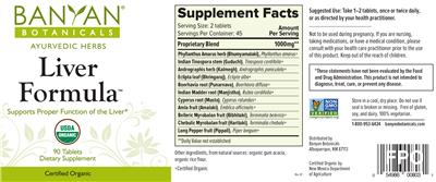 Photo of the Banyan Botanicals Liver Formula label