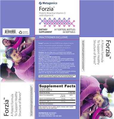 Photo of the Metagenics Forzia label