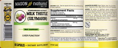 Photo of the Mason Natural Milk Thistle (Silymarin) label