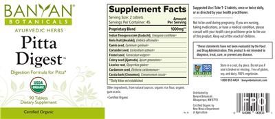 Photo of the Banyan Botanicals Pitta Digest label