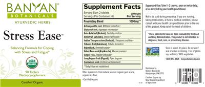 Photo of the Banyan Botanicals Stress Ease label