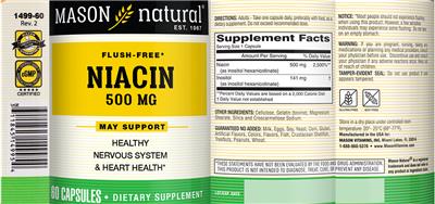 Photo of the Mason Natural Niacin 500 mg label