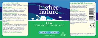Photo of the Higher Nature CLA label