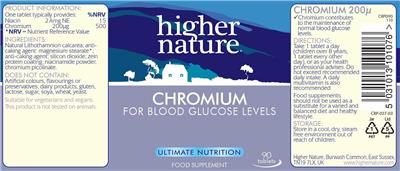Photo of the Higher Nature Chromium label
