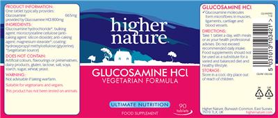 Photo of the Higher Nature Glucosamine HCL label