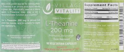Photo of the Village Vitality L-Theanine 200 mg label