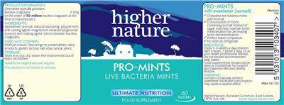 Photo of the Higher Nature Pro-Mints label