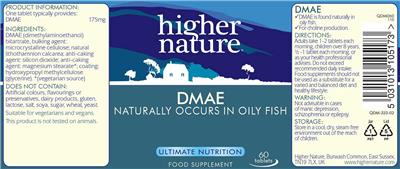 Photo of the Higher Nature DMAE label