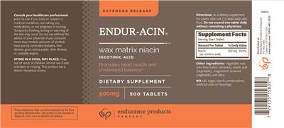 Photo of the Endurance Products Company ENDUR-ACIN 500 mg label