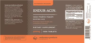 Photo of the Endurance Products Company ENDUR-ACIN 500 mg label