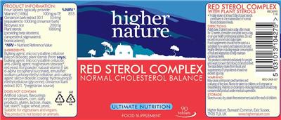 Photo of the Higher Nature Red Sterol Complex label