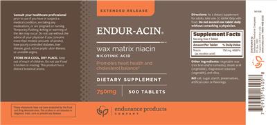 Photo of the Endurance Products Company ENDUR-ACIN 750 mg label