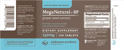 Photo of the Endurance Products Company MegaNatural-BP 150 mg label