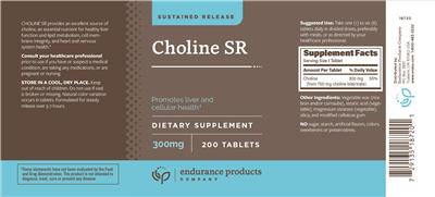 Photo of the Endurance Products Company Choline SR 300 mg label