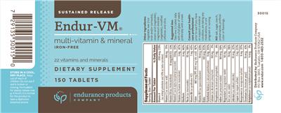 Photo of the Endurance Products Company Endur-VM Multi-Vitamin & Mineral label