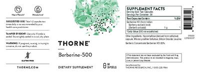 Product label for Berberine-500