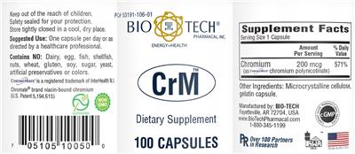 Photo of the Bio-Tech Pharmacal CrM label