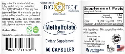 Photo of the Bio-Tech Pharmacal Methylfolate label